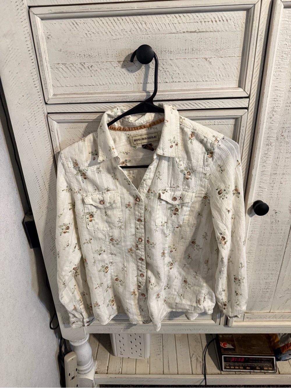 Bit & Bridle White Floral Button-Down Shirt